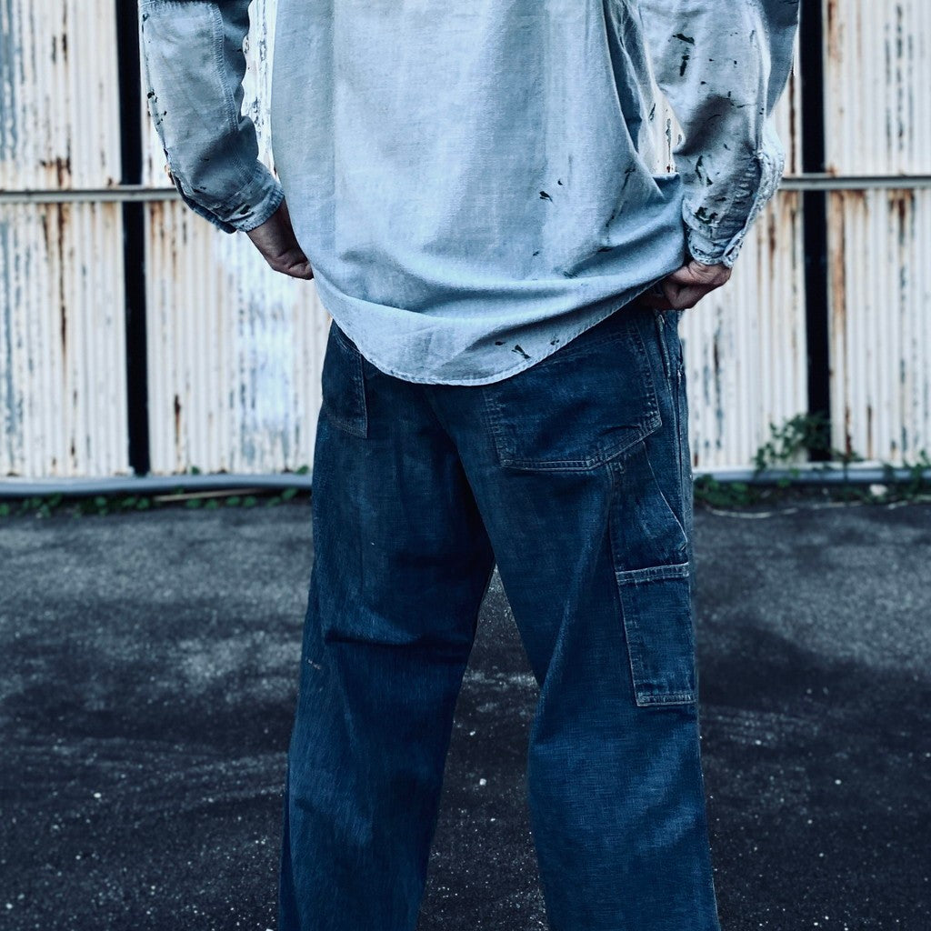 DOUBLE KNEE INDIGO DENIM PANTS #INDIGO [BWU-DKIDP]