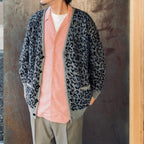 LEOPARD MOHAIR CARDIGAN #GRAY [25FW-WMK-KN08]