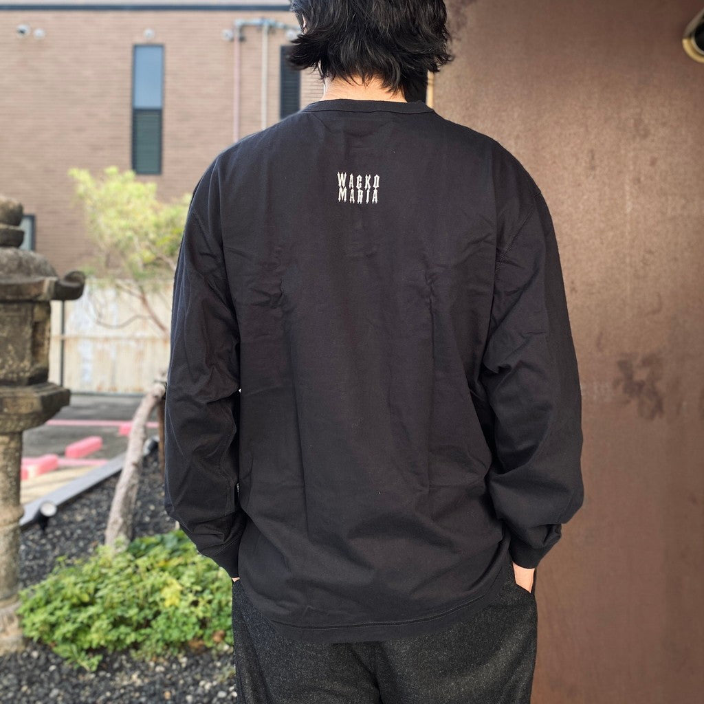 HEALTHKNIT | HENRY NECK LONG SLEEVE T-SHIRT #BLACK [26FW-WMT-HK01]