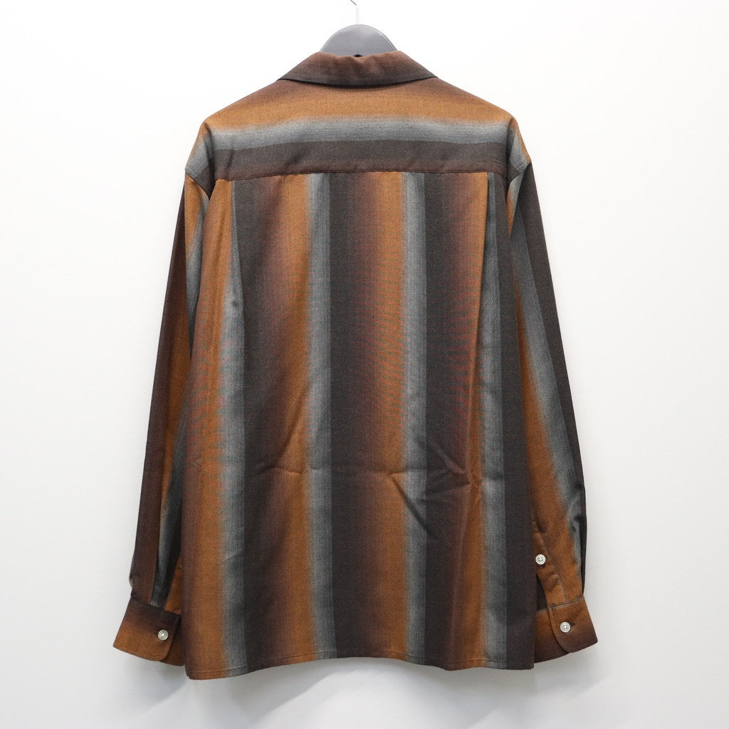 STRIPED OPEN COLLAR SHIRT L/S #BROWN [25FW-WMS-OC07]