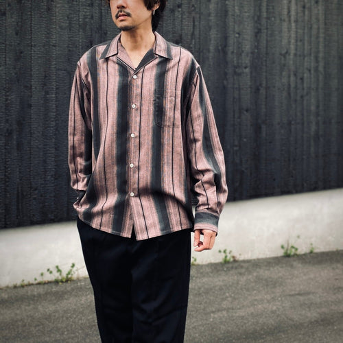 OMBRE STRIPED OPEN COLLAR SHIRT L/S #PINK [26SS-WMS-OC13]