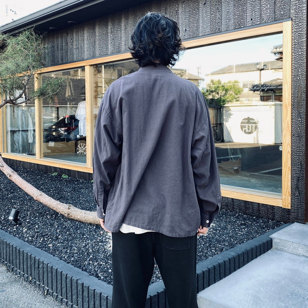 COLOURED COTTON TWILL OPEN SHIRT #CHARCOAL [CES29SH04]