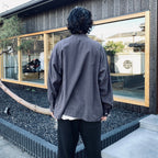 COLOURED COTTON TWILL OPEN SHIRT #CHARCOAL [CES29SH04]