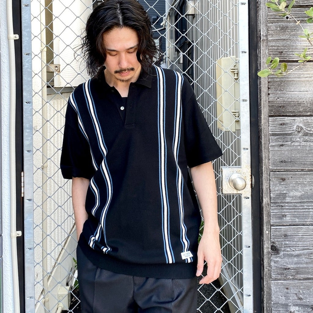 STRIPED KNIT POLO SHIRT #BLACK [24SS-WMK-KN12]