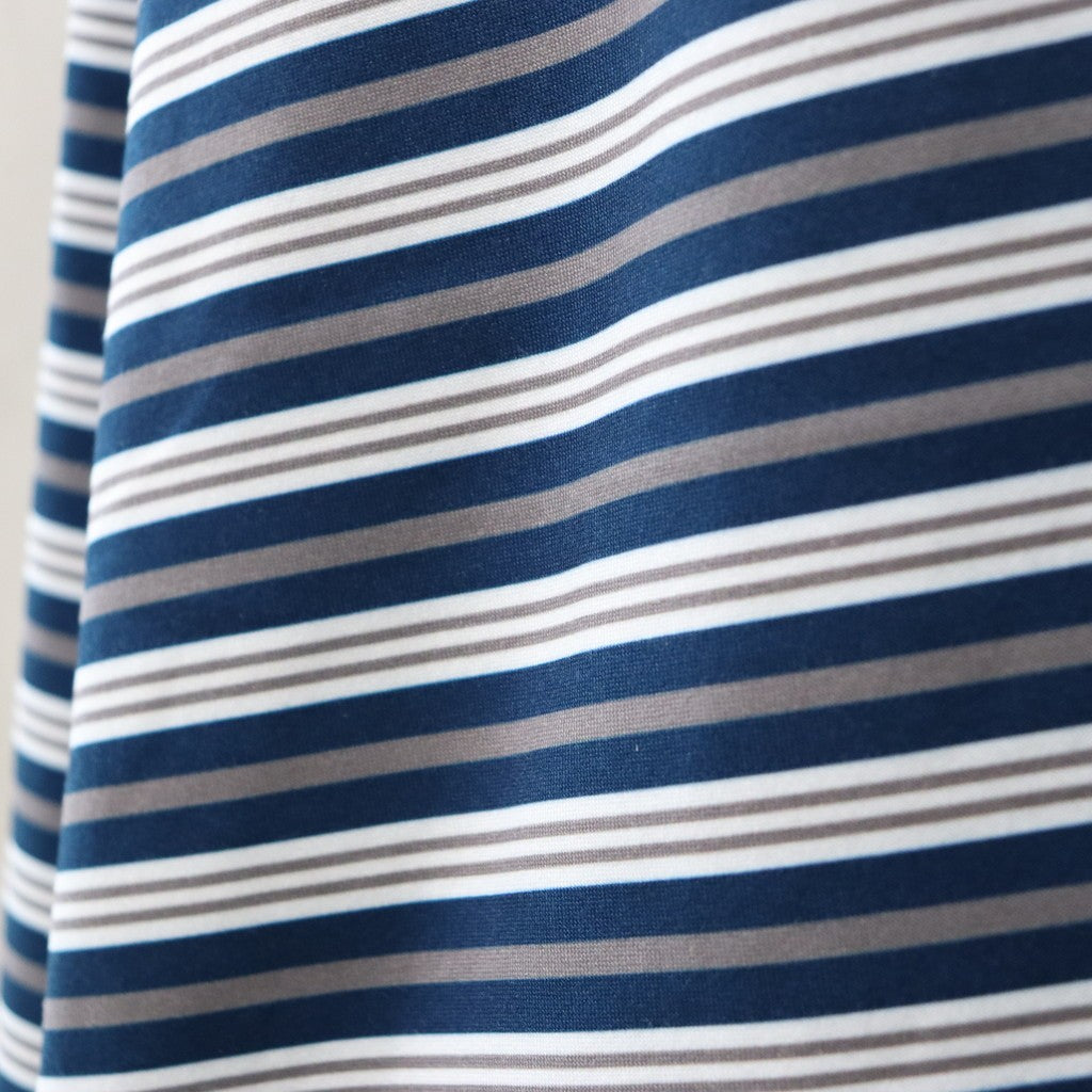 TECH DRAWSTRING MULTI BORDER L/S TEE #NAVY/GRAY [BE-34024]