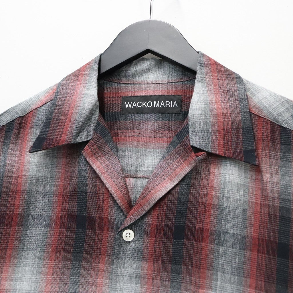 OMBRE CHECK OPEN COLLAR SHIRT L/S ( TYPE-1 ) #RED [26FWE-WMS-OC01]