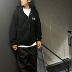 HEAVY WEIGHT FULL ZIP HOODED SWEAT SHIRT ( TYPE-2 ) #BLACK [24FW-WMC-SS02]