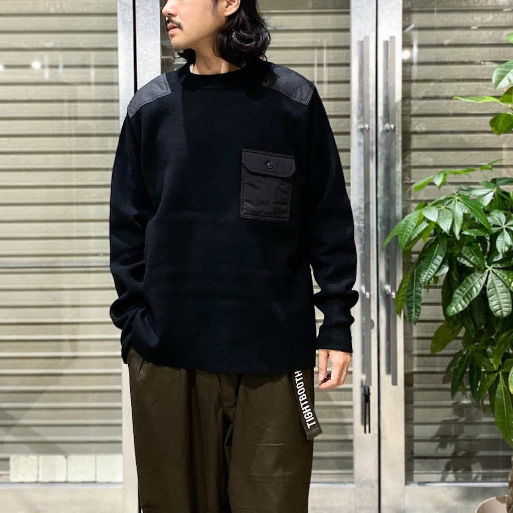 MILITARY CREW NECK KNIT #BLACK [TAION-KN100PML-1]