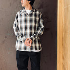 OMBRE CHECK OPEN COLLAR SHIRT L/S ( TYPE-2 ) #BROWN [26FWE-WMS-OC02]