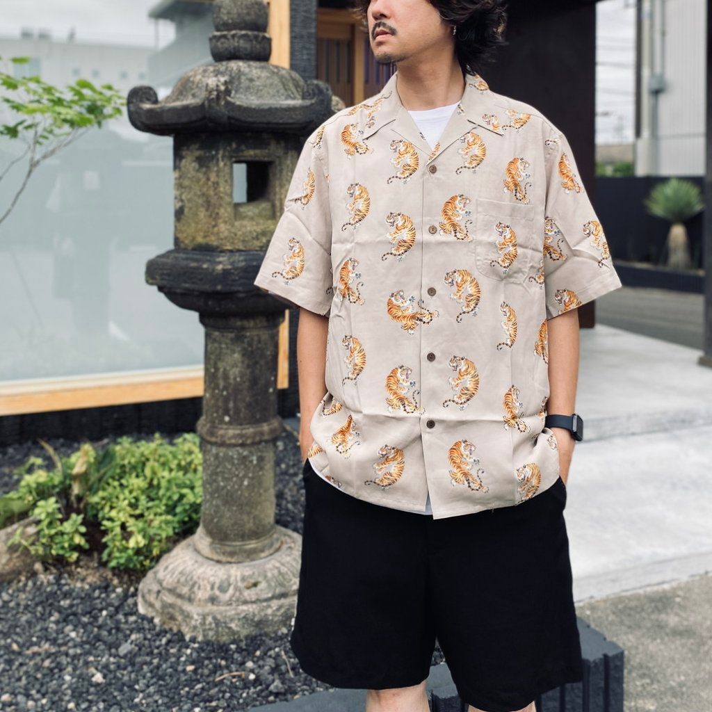 TIM LEHI | HAWAIIAN SHIRT S/S ( TYPE-2 ) #GRAY [26SS-WMS-HI04]