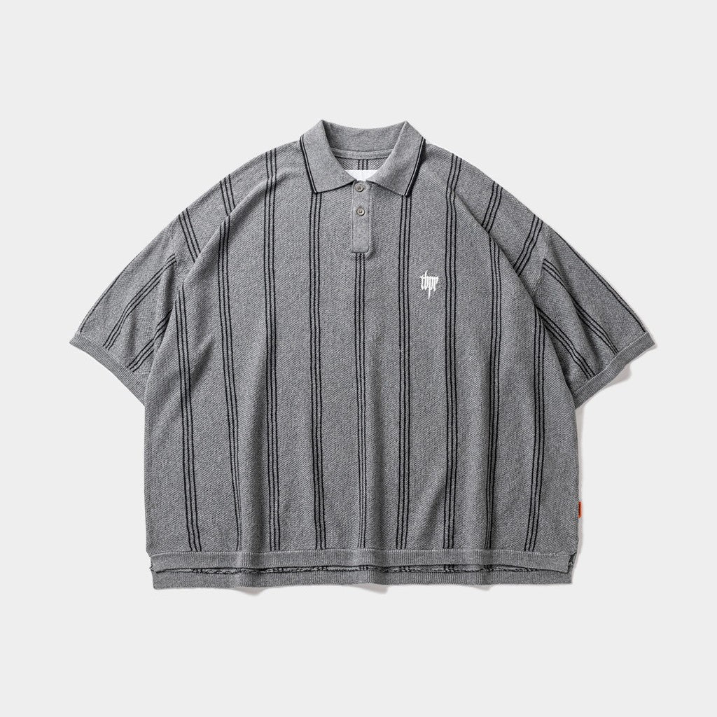 STRIPE KNIT POLO #GRAY [SS24-KN03]