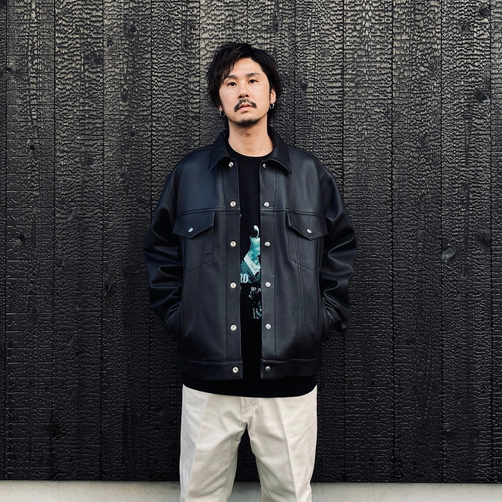 LEATHER TRUCKER JACKET ( TYPE-2 ) #BLACK [25FWE-WMO-BL02]