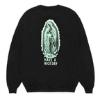 WASHED MIDDLE WEIGHT CREW NECK SWEAT SHIRT ( TYPE-3 ) #BLACK/GREEN [26FWE-WMC-SS05]