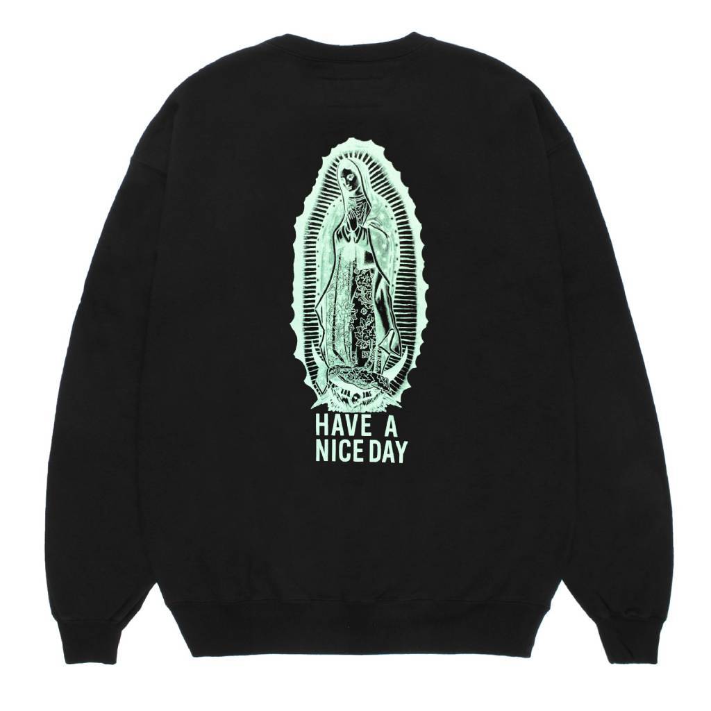 WASHED MIDDLE WEIGHT CREW NECK SWEAT SHIRT ( TYPE-3 ) #BLACK/GREEN [26FWE-WMC-SS05]