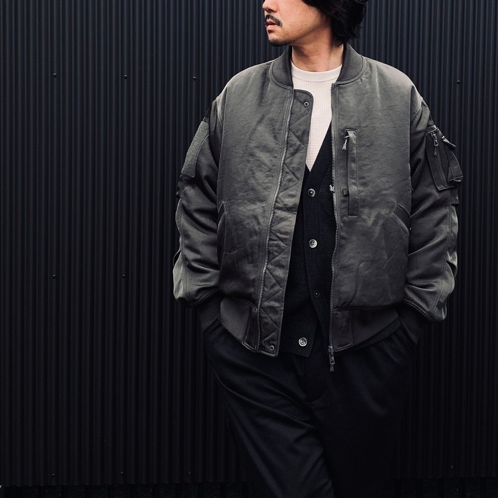 TECH REVERSIBLE MA-1 DOWN JACKET #CHARCOAL x OLIVE [BW-40026W]