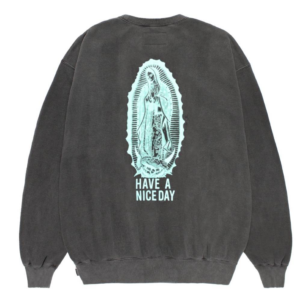 WASHED MIDDLE WEIGHT CREW NECK SWEAT SHIRT ( TYPE-3 ) #GRAY/GREEN [26FWE-WMC-SS05]