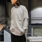 TECH REGULAR COLLAR SHIRT L/S STRIPE #WHITE / NAVY [BE-83024W]