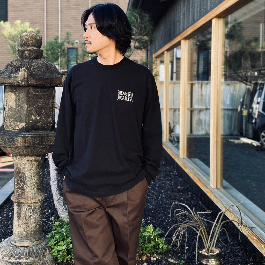 WASHED HEAVY WEIGHT CREW NECK LONG SLEEVE T-SHIRT ( TYPE-2 ) #BLACK [26FW-WMT-LT02]