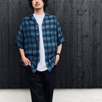 OMBRE CHECK OPEN COLLAR SHIRT S/S ( TYPE-3 ) #BLUE [26SS-WMS-OC14]