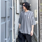 STRIPE KNIT POLO #GRAY [SS24-KN03]