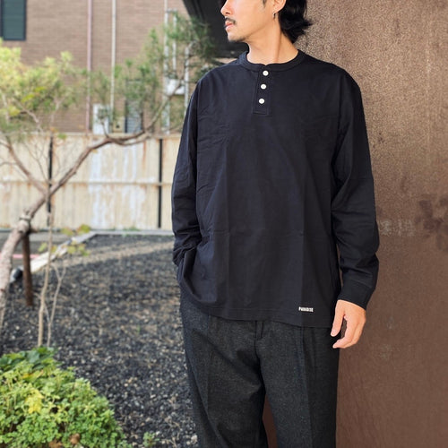HEALTHKNIT | HENRY NECK LONG SLEEVE T-SHIRT #BLACK [26FW-WMT-HK01]