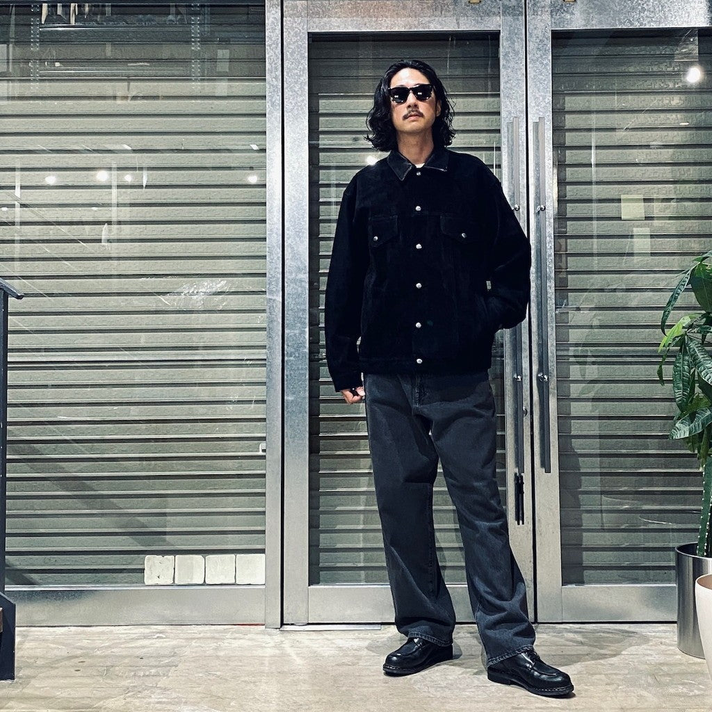 SUEDE LEATHER TRUCKER JACKET #BLACK [24FW-WMO-BL08]