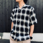 OMBRE CHECK OPEN COLLAR SHIRT S/S ( TYPE-2 ) #GRAY [26SS-WMS-OC10]