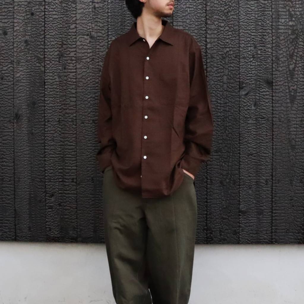 Micro Plaid Open Collar Shirt #Brown [SD26F-SH02]