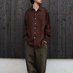 Micro Plaid Open Collar Shirt #Brown [SD26F-SH02]