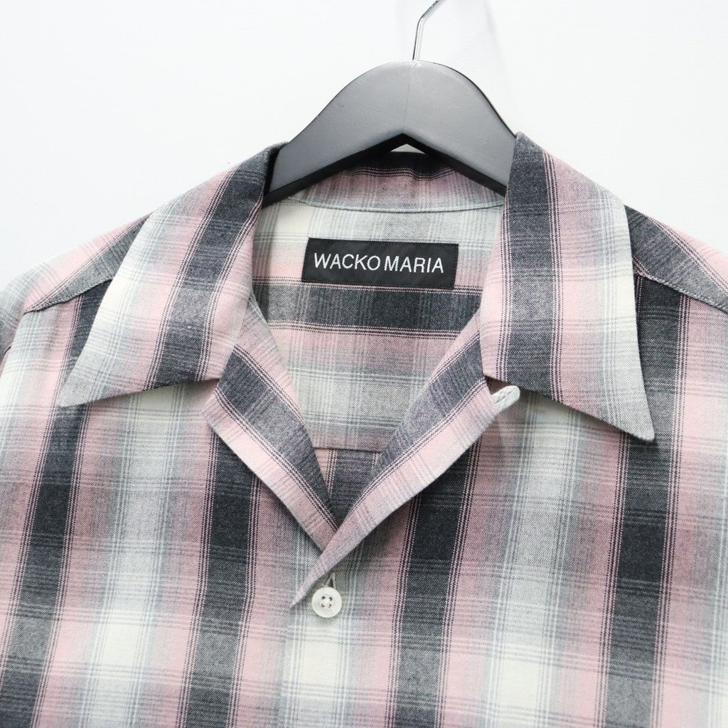 OMBRE CHECK OPEN COLLAR SHIRT L/S ( TYPE-2 ) #PINK [26FWE-WMS-OC02]