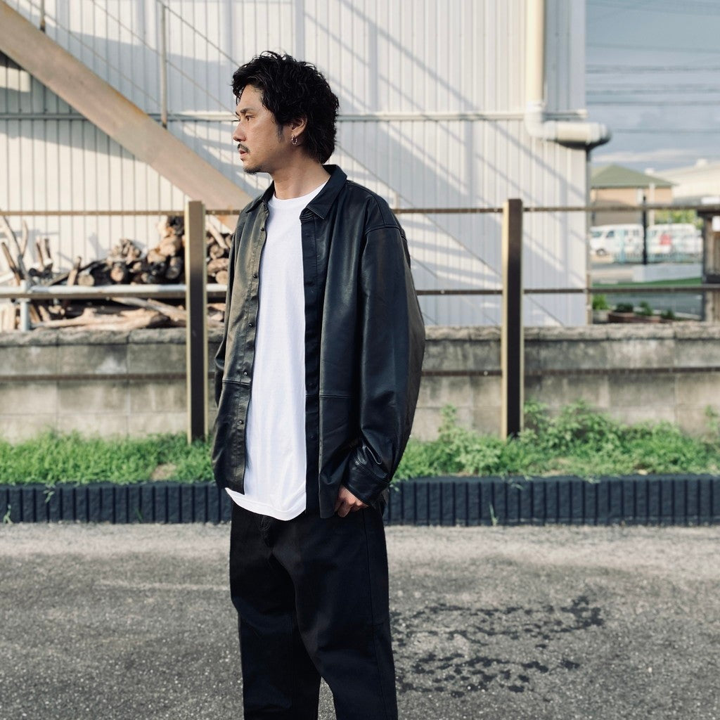 LEATHER SHIRT #GOAT SKIN SUEDE LEATHER [sn25f002]