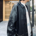 編織皮革連身工作服 #黑色 [BW252-BLC]