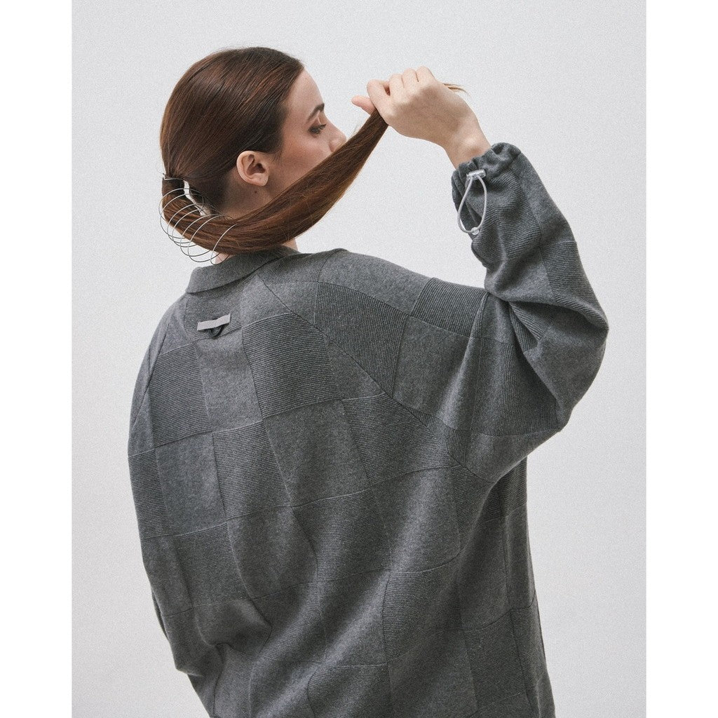 AES | “GAT-01K” Checkerboard Knit Polo Shirt #GRAY [GOOPI-24AW-SEP-03]