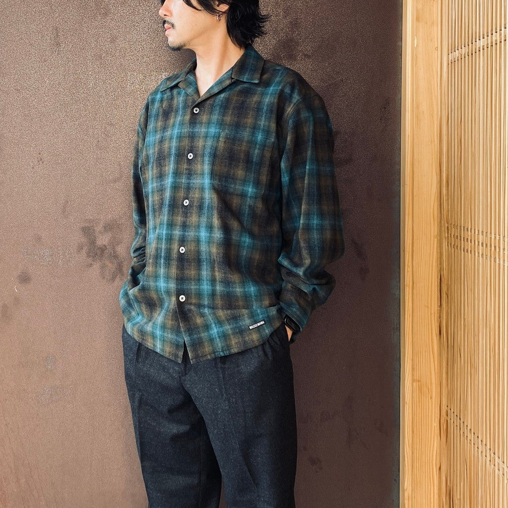 PENDLETON | WOOL OMBRE CHECK OPEN COLLAR SHIRT L/S ( TYPE-1 ) #BROWN / BLUE [26FW-WMS-PE01]