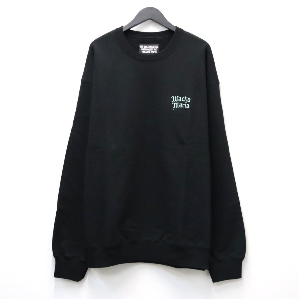 WASHED MIDDLE WEIGHT CREW NECK SWEAT SHIRT ( TYPE-3 ) #BLACK/GREEN [26FWE-WMC-SS05]