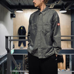 COTTON LINEN CASUAL SHIRT #CHARCOAL [CES27SH05]