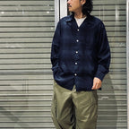 OMBRE CHECK OPEN COLLAR SHIRT L/S (TYPE-4) #BLUE [24FW-WMS-OC04]