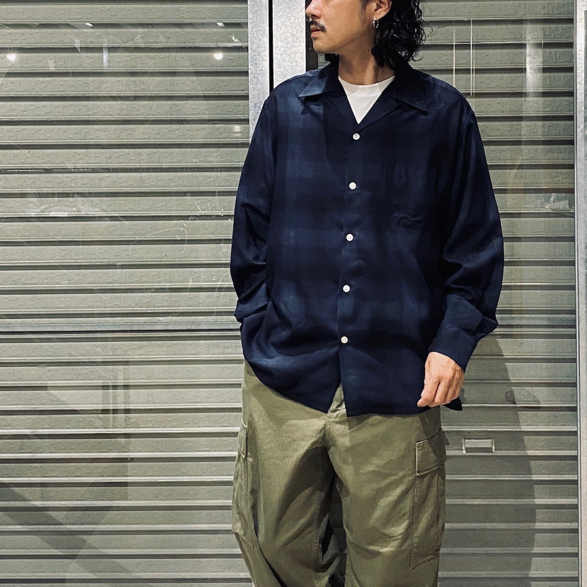OMBRE CHECK OPEN COLLAR SHIRT L/S (TYPE-4) #BLUE [24FW-WMS-OC04]