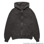 DEATH ROW RECORDS | WASHED MIDDLE WEIGHT FULL ZIP HOODED SWEAT SHIRT #GRAY [DEATHROW-WM-SS01]