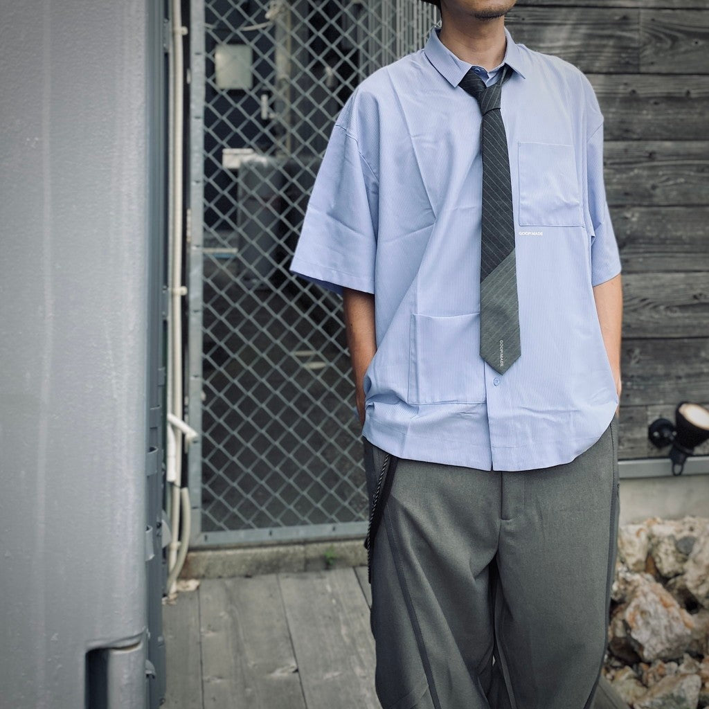 "MA-T7" 條紋 x 條紋混搭領帶 #MIXED GRAY [GOOPI-25SS-JUN-03]