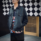 LEATHER TRUCKER JACKET ( TYPE-2 ) #BLACK [25FWE-WMO-BL02]