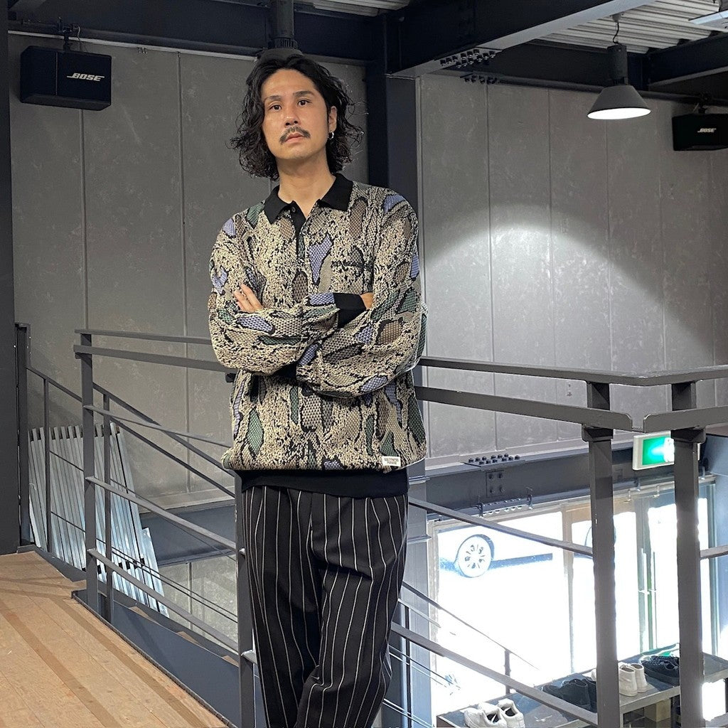 PYTHON KNIT POLO SHIRT #BEIGE [24FW-WMK-KN14]