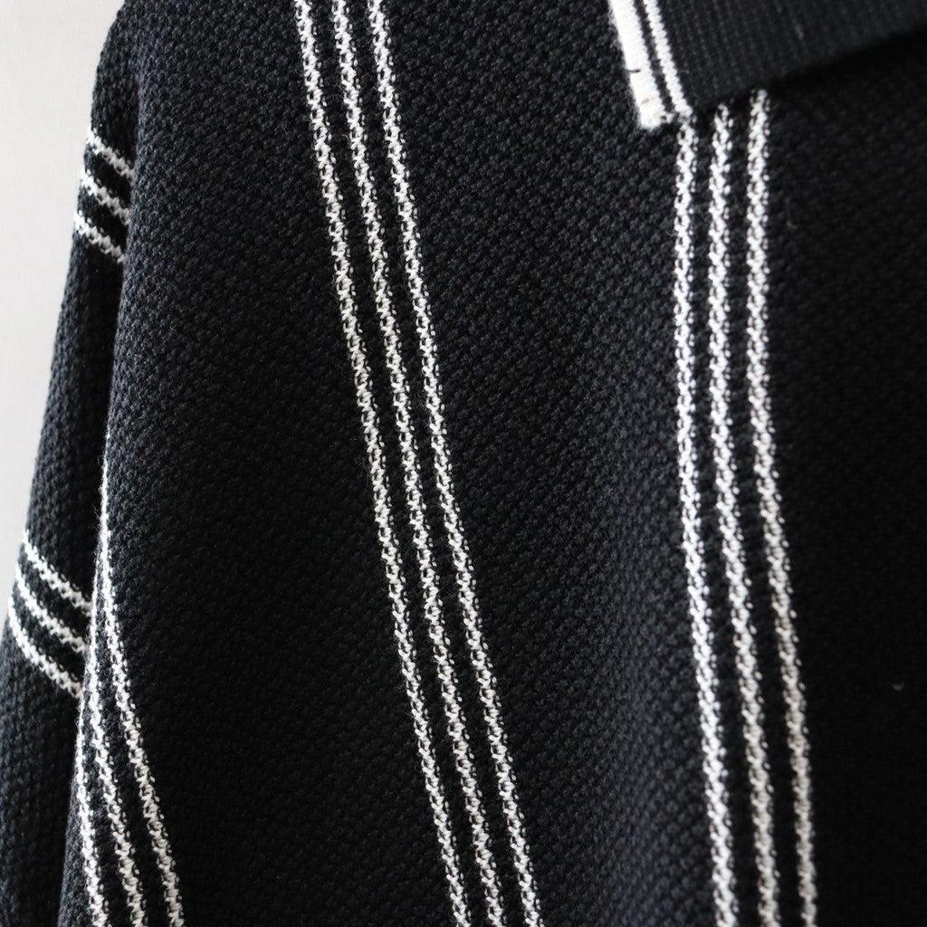 STRIPE KNIT POLO #BLACK [SS24-KN03]