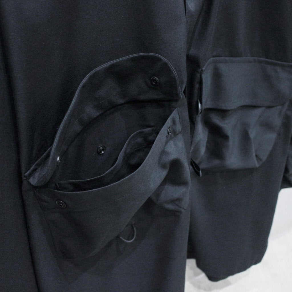 TECH SPORTS OPEN COLLAR SHIRT L/S #BLACK [BE-82025]