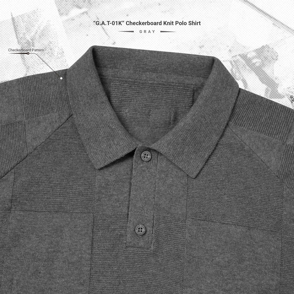 AES | 「G.A.T-01K」 Checkerboard Knit Polo Shirt #GRAY [GOOPI-24AW-SEP-03]