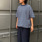 TECH DRAWSTRING MULTI BORDER S/S TEE #NAVY/GRAY [BE-35024]