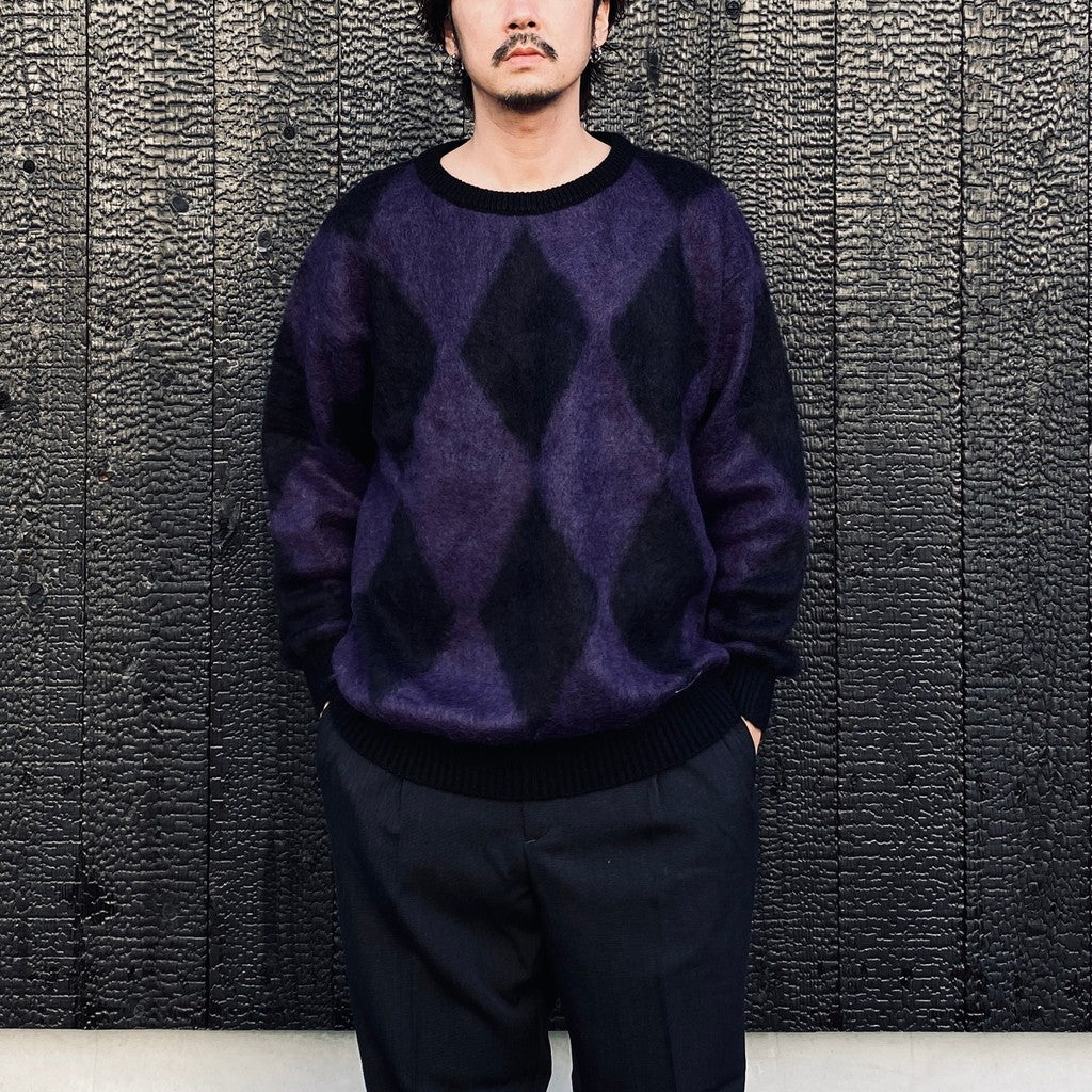 DIAMOND MOHAIR CREW NECK SWEATER #PURPLE [23FW-WMK-KN18]