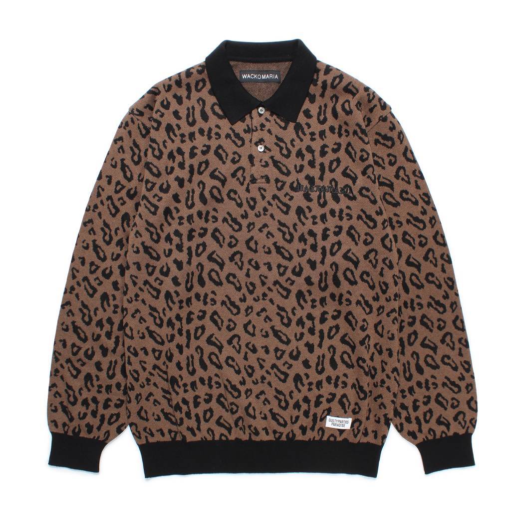 LEOPARD KNIT POLO SHIRT #BROWN [24FW-WMK-KN13]