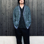 LEOPARD MOHAIR JACQUARD CARDIGAN #BLUE [26FW-WMK-KN17]