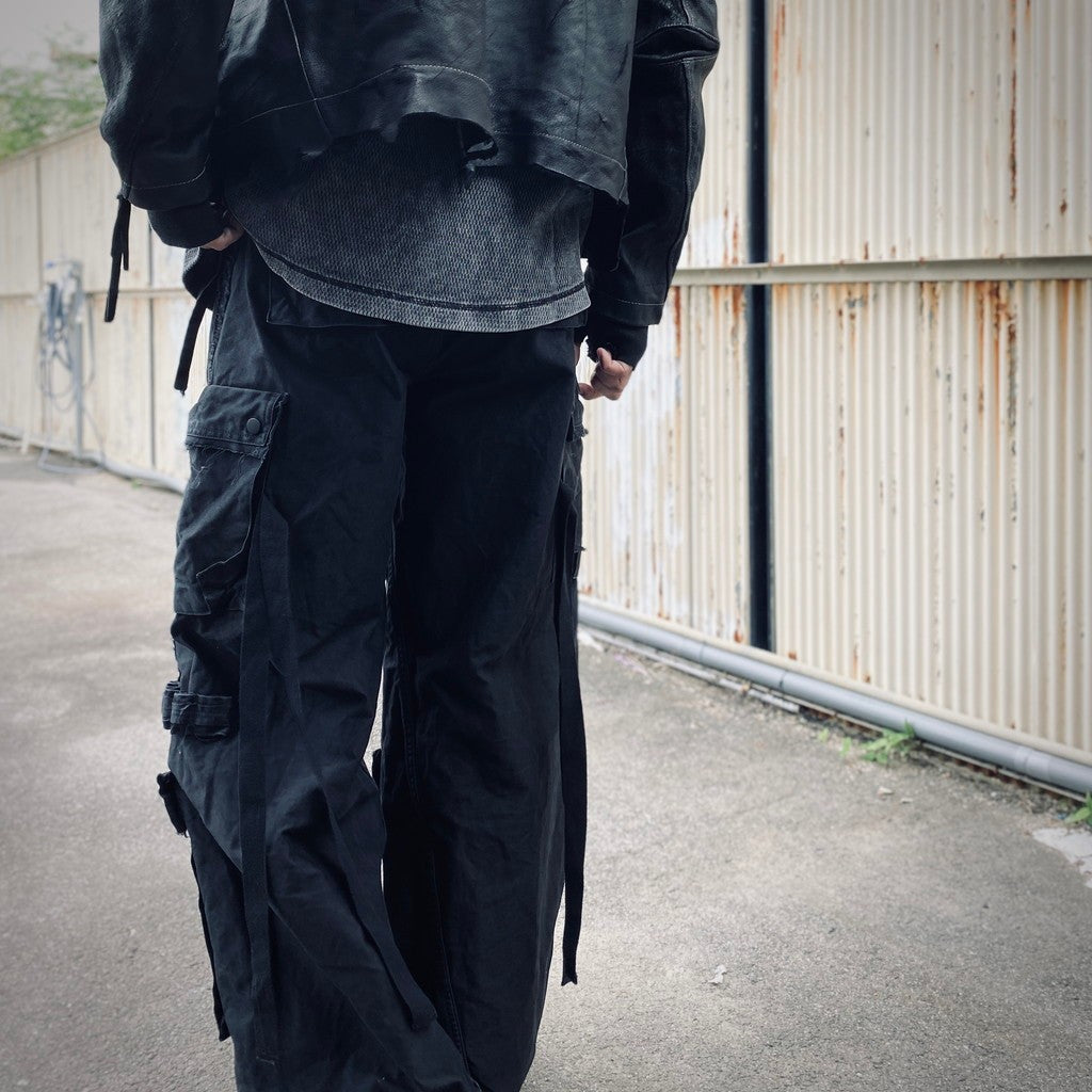 Slash Seam Twist Cargo Pants (PIGMENT DYED MOLESKIN) #BLACK [M-P2-PT13]